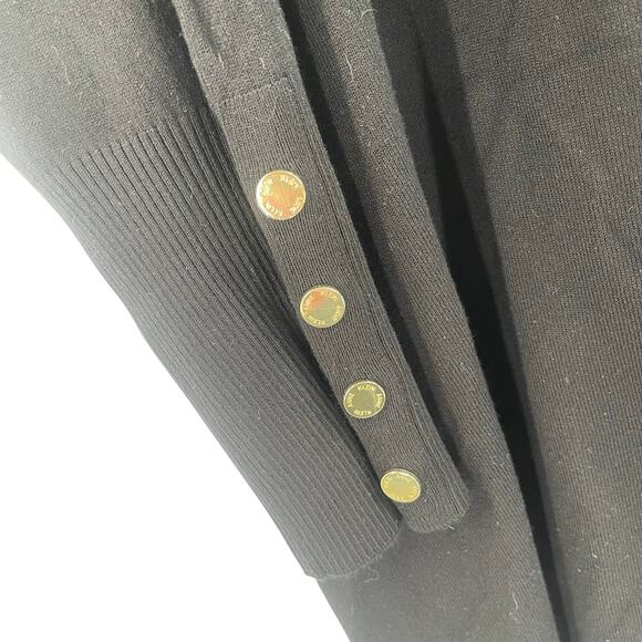 ANNE KLEIN Sweater Size 2X NWT Black Gold Button Detail Cowl Neck Plus Curvy - Picture 6 of 14